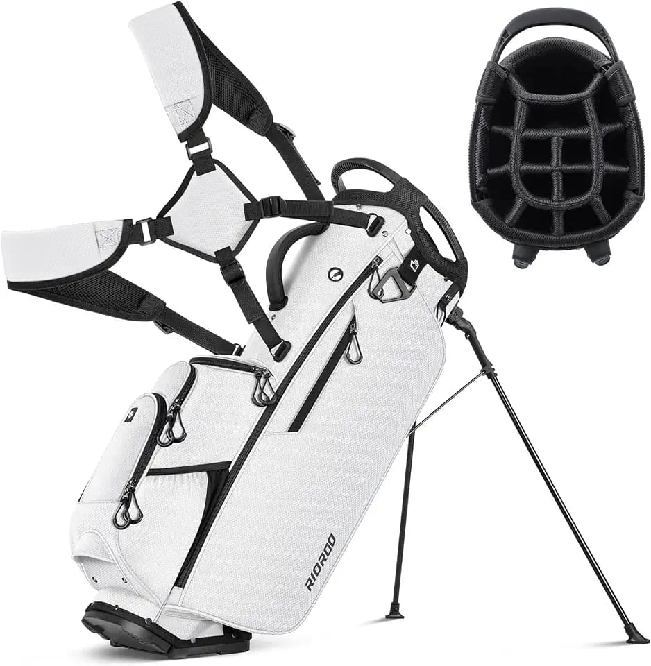 14 Way Golf Stand Bag, Men Women Lightweight Golf Bag with Individual Full-Length Dividers, 9 Tactical Pockets, Cooler Pocket, Rain Cover Ergonomic Dual Strap for Easy Carry