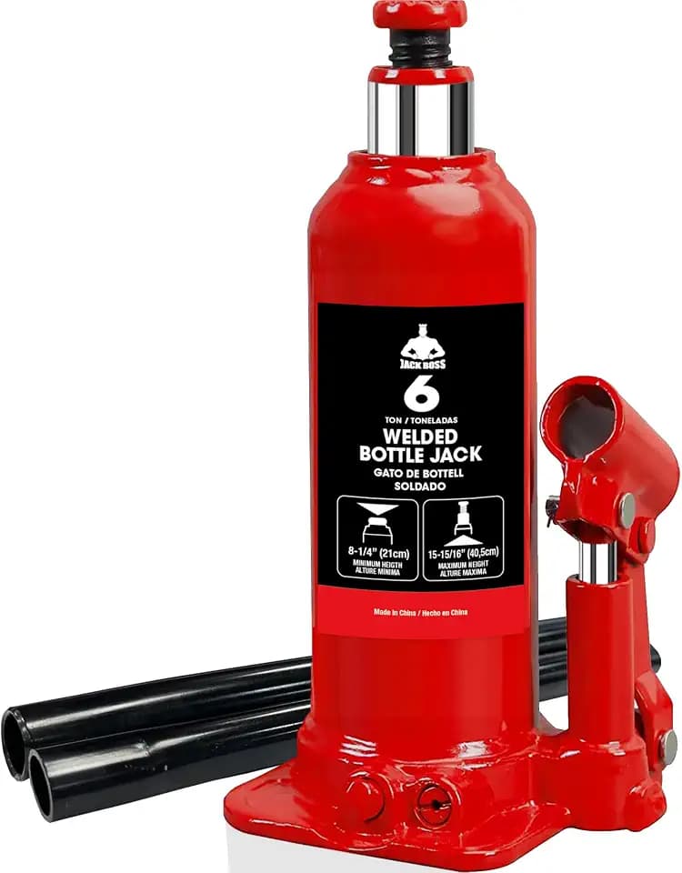 JACK BOSS Bottle Jack 6 Ton (13,200 LBs) Hydraulic Car Jack, Fit for Auto Truck Repair and House Lift, Red, AS90604B