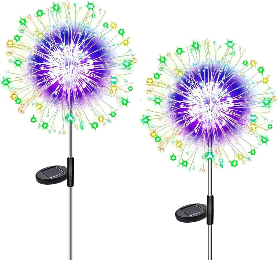 120 LED Solar Feuerwerk Gartenlichter, 2 Stück, Mehrfarbig