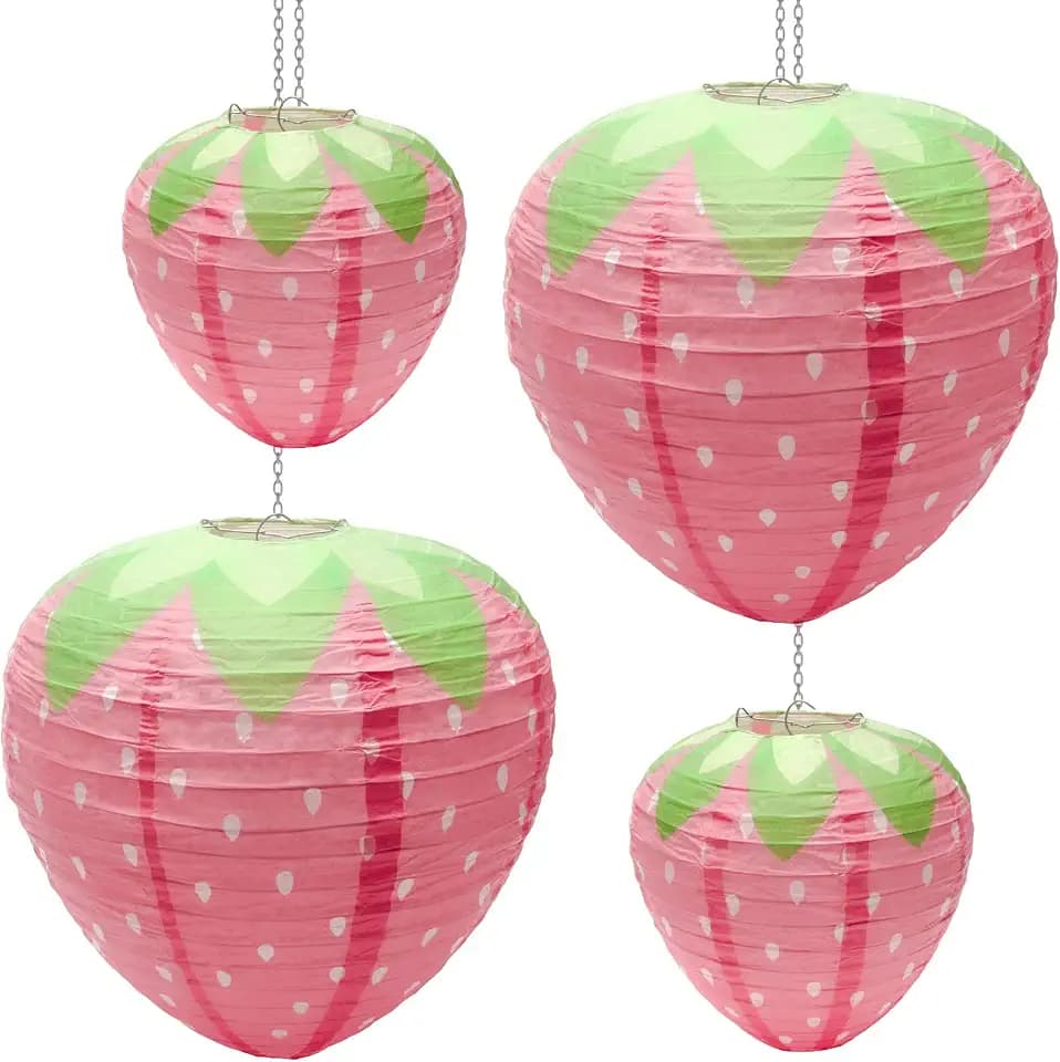 Windspeed 4Pcs Strawberry Paper Lanterns 8 & 12 inch Strawberry Lanterns