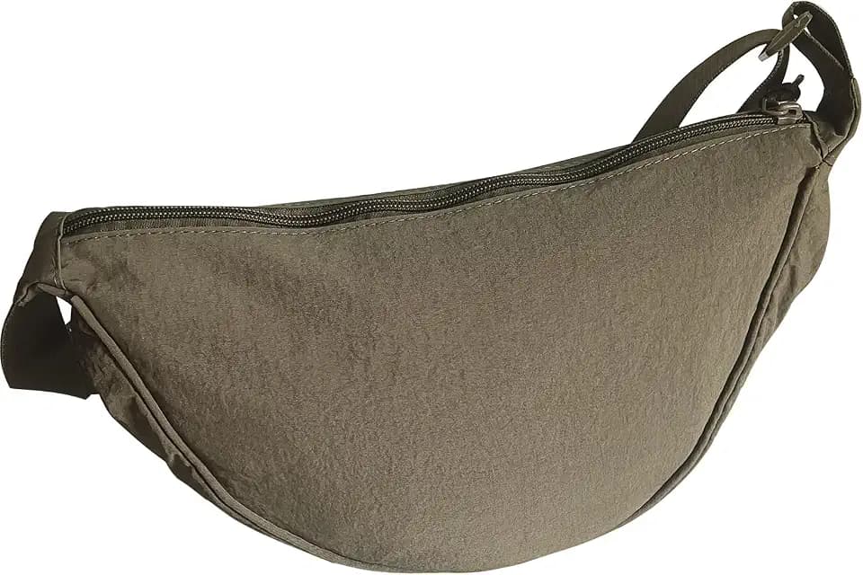 Crescent Bag for Women Men Small Nylon Crossbody Lightweight Shoulder Purse Travel Waist Bag (Green)