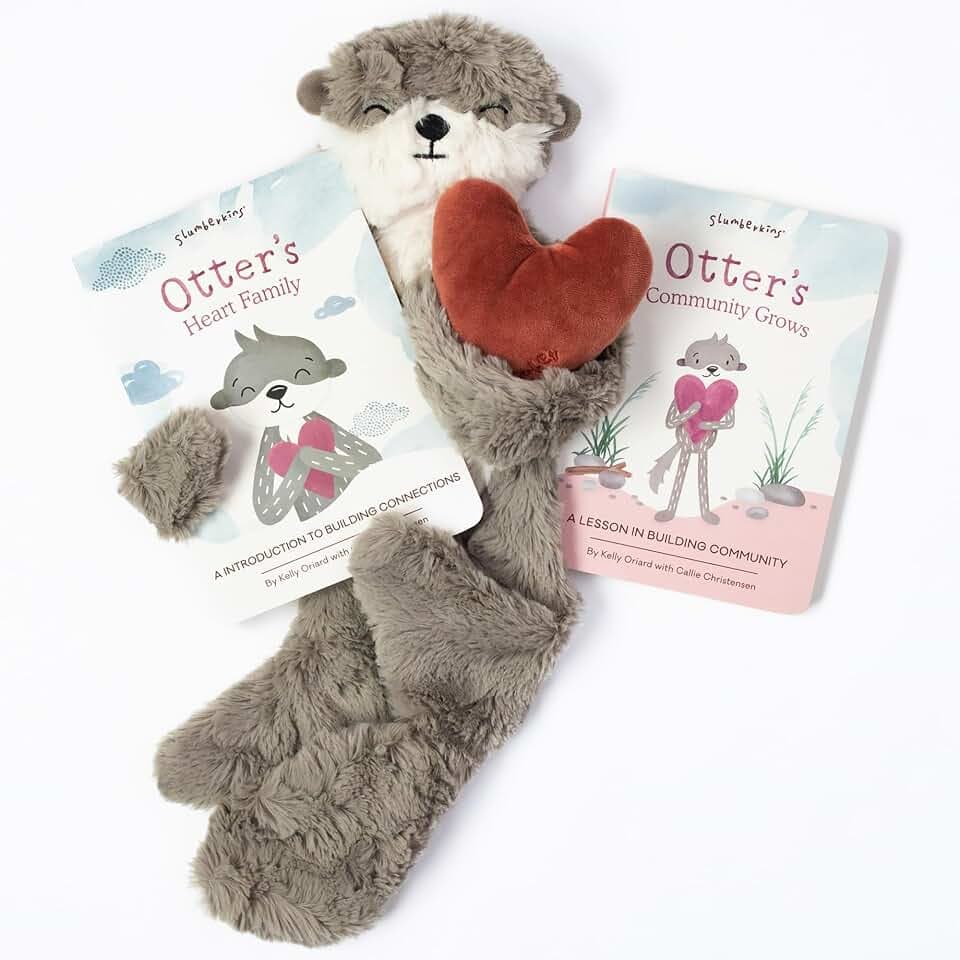 Slumberkins Otter Snuggler & 2 Board Books Complete Set Bundle | Promotes Family Bonding, Building Connections & Acceptance | Social Emotional Learning Toys (Otter Snuggler Plush + 2 Board Books)