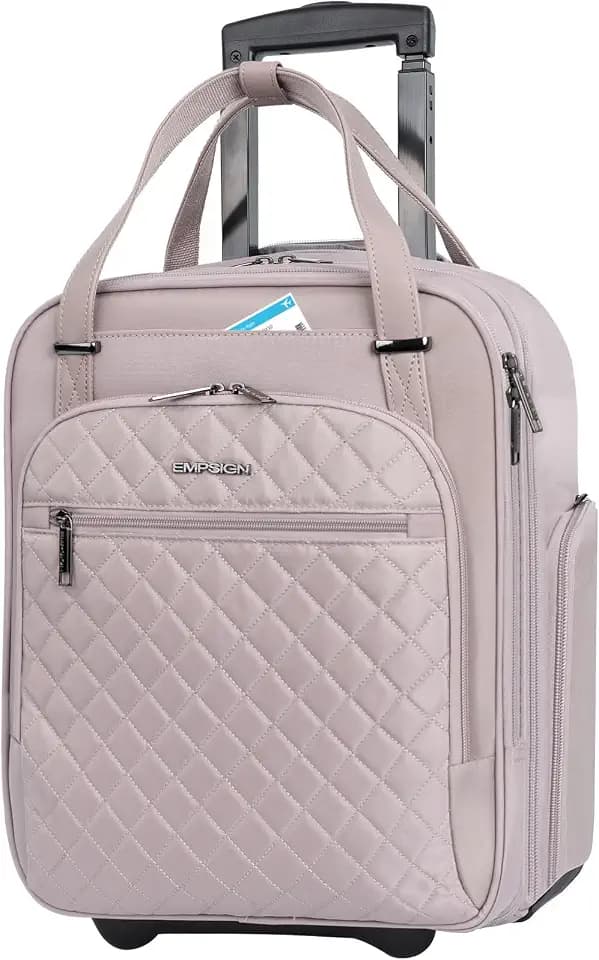 EMPSIGN Underseat Carry On Wheeled 16" Bag with Wheels, Dusty Pink