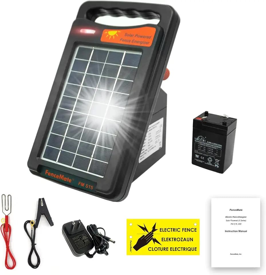 FenceMate 10 Miles Range Solar Fence Charger 0.2J for Containment