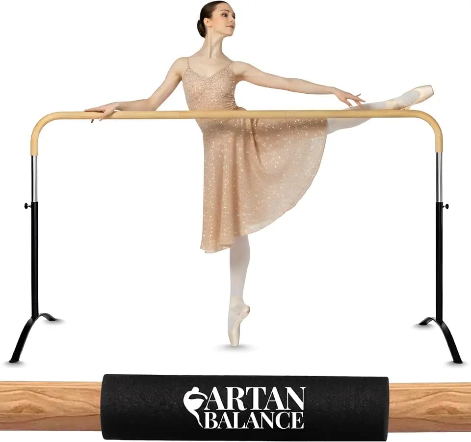 Artan Balance Adjustable Freestanding Ballet Barre for Home, Studio, Gym – Single Curved Dance Bar for Kids & Adults
