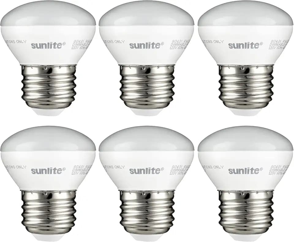 Sunlite LED R14 Mini Flood Light Bulbs, 4 Watts (25W Equivalent), 250 Lumens, Medium (E26) Base, Dimmable, ETL Listed, 2700K Soft White, for China and Curio Cabinet Light, 6 Count