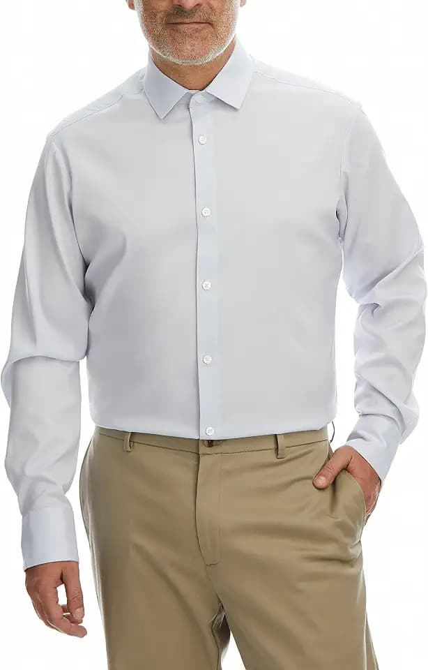 Haggar Men's Long Sleeve Performance Classic Fit Button Down Dress Shirt
