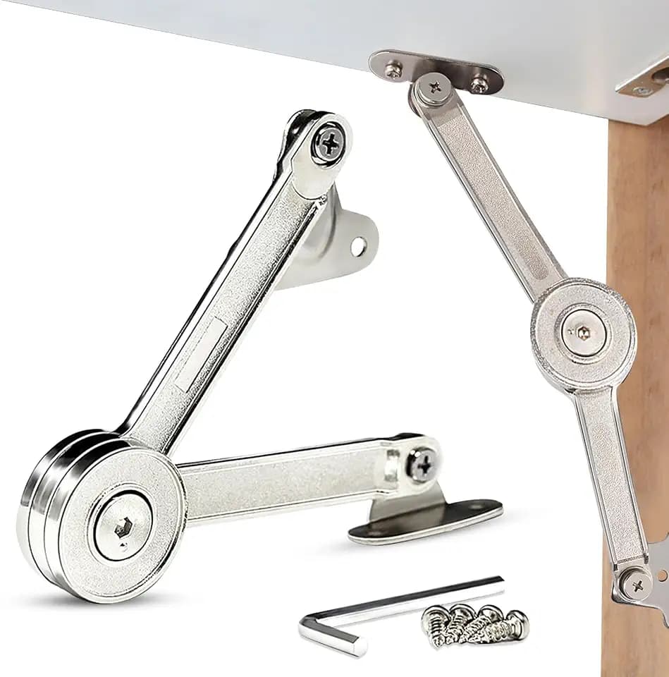 2 Stück Softclose Klappscharnier Zinklegierung Deckelstützscharniere mit Schrauben und Inbusschlüssel, Scharniere für Schranktüren, Kleiderschrank Öffnungswinkel 75°/90°/110°