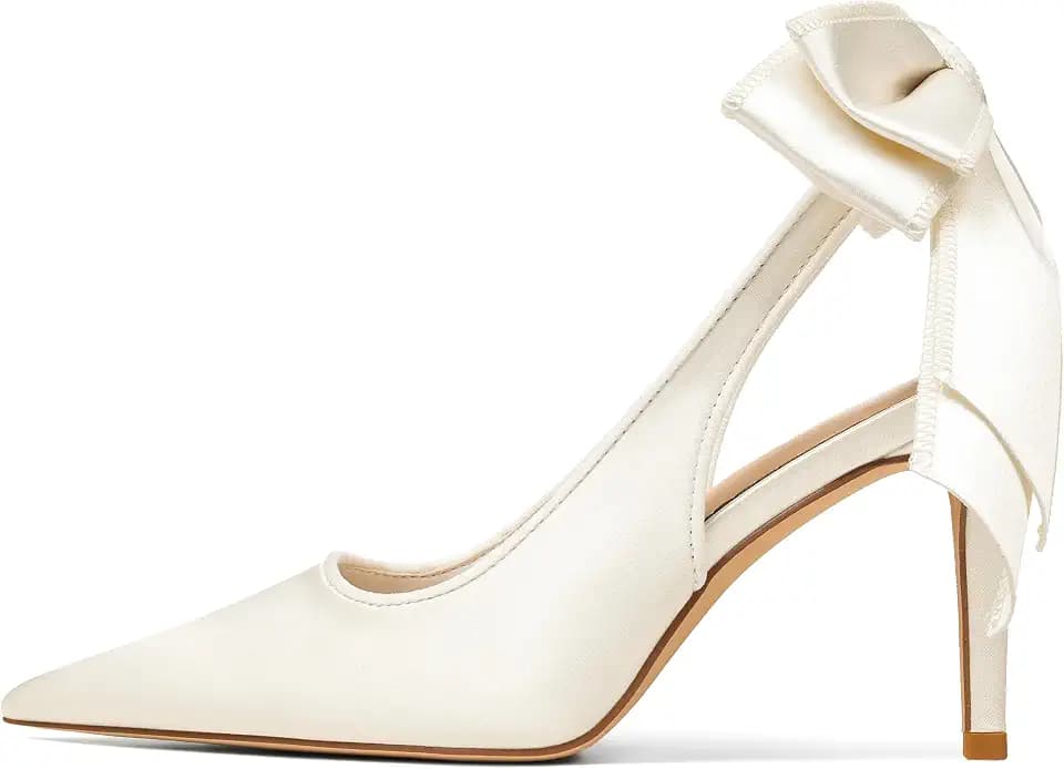 Mattiventon Slingback Heels for Women Pointed Closed Toe Bow Heels