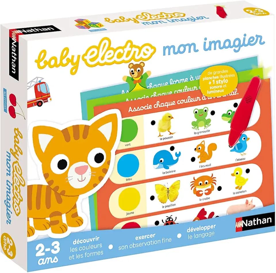 Nathan - Baby Electro Mon Imagier - Discover Shapes and Colors - Elektronisches Lernspiel - 1 Ton- und Lichtstift im Lieferumfang enthalten - Für Kinder ab 2 Jahren