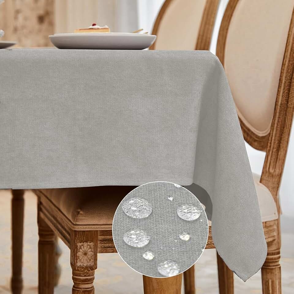 BALCONY & FALCON Rectangle Table Cloth Water Resistant Opal Gray 118"x57"