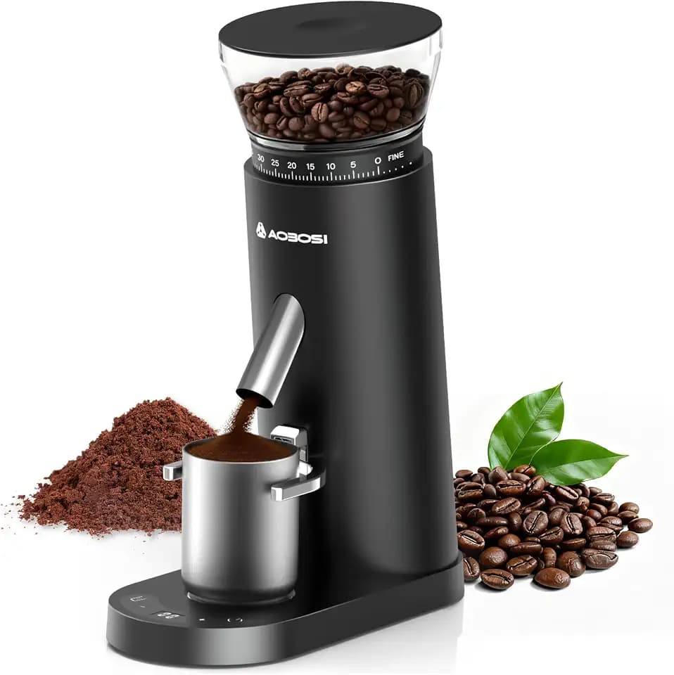 AAOBOSI Kaffeemühle, kabellos, 60 Mahlgrade, LED Display, USB
