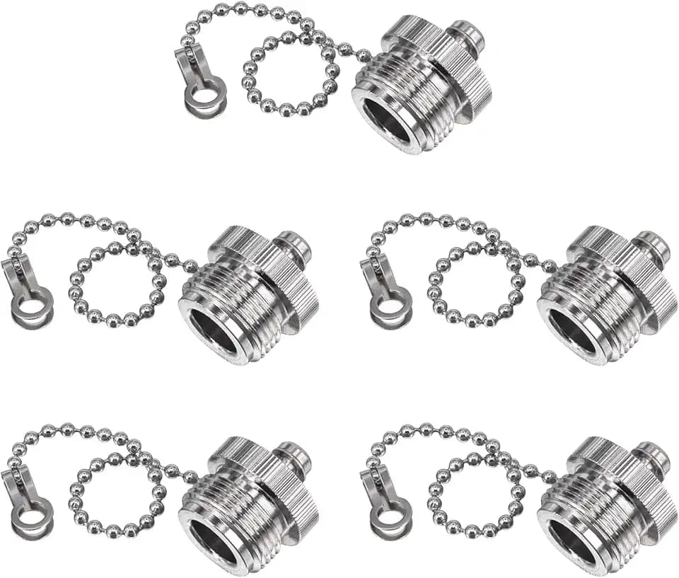 5PCS UHF/N-Type Dust Cap for UHF Male Dust Cap RF PL259 Connector Protective Cover with Chain N-Type Male Coax Cap Nickel-Plated