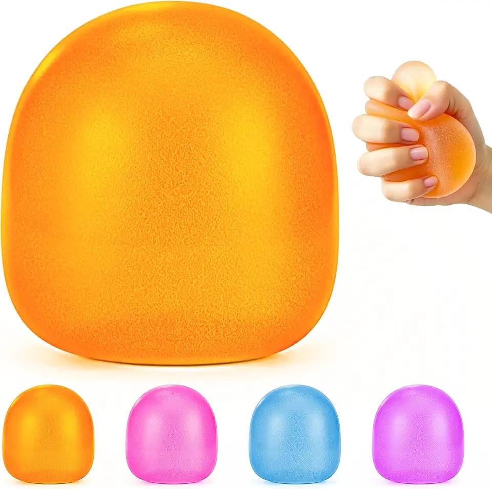 Stress Balls-Gumdrop Squishy Stress for Kids and Adults, Super Solid Squeeze Ball, Sensory for Stress Relief, Birthday, Easter Basket Stuffers and Party Favors(Orange)