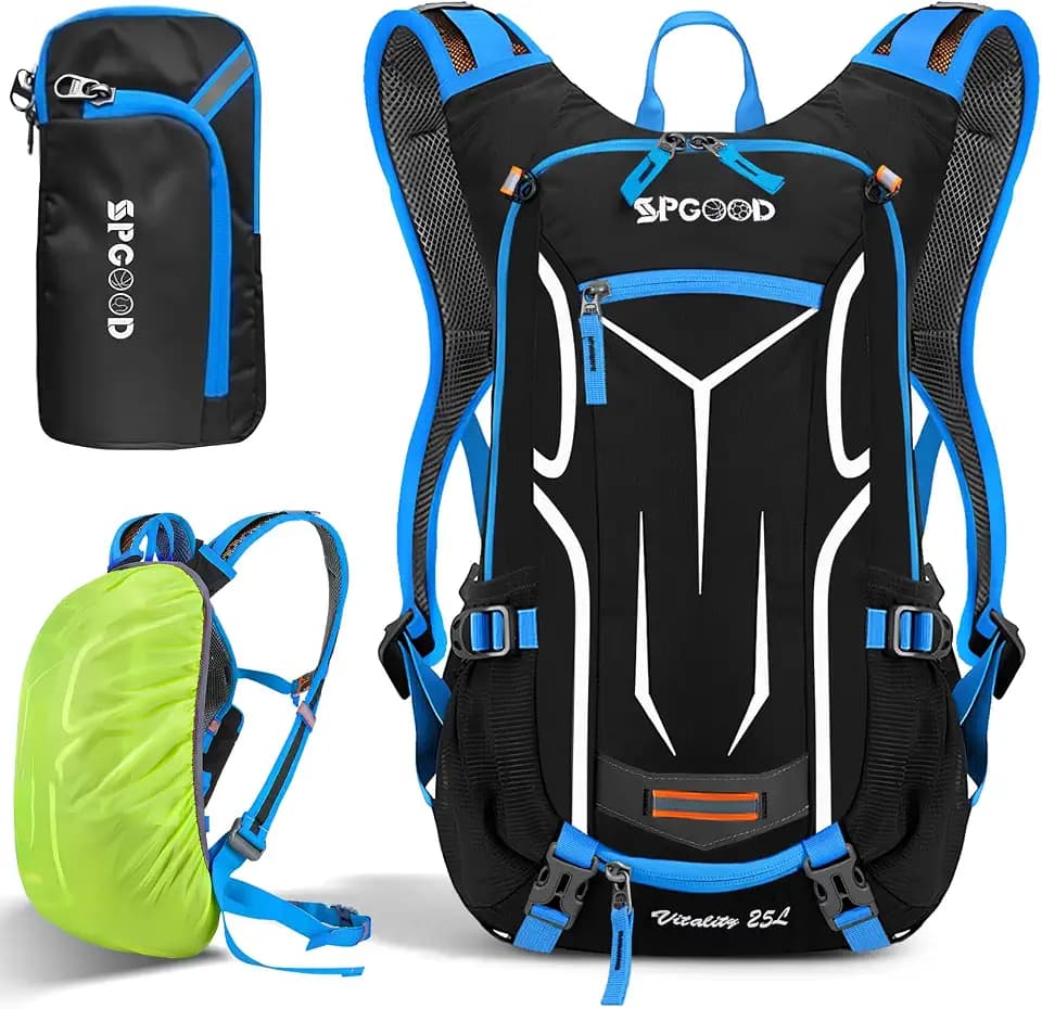 SPGOOD Fahrradrucksack 20/25/30L Wasserdicht & Leich(25L Blau Schwar)