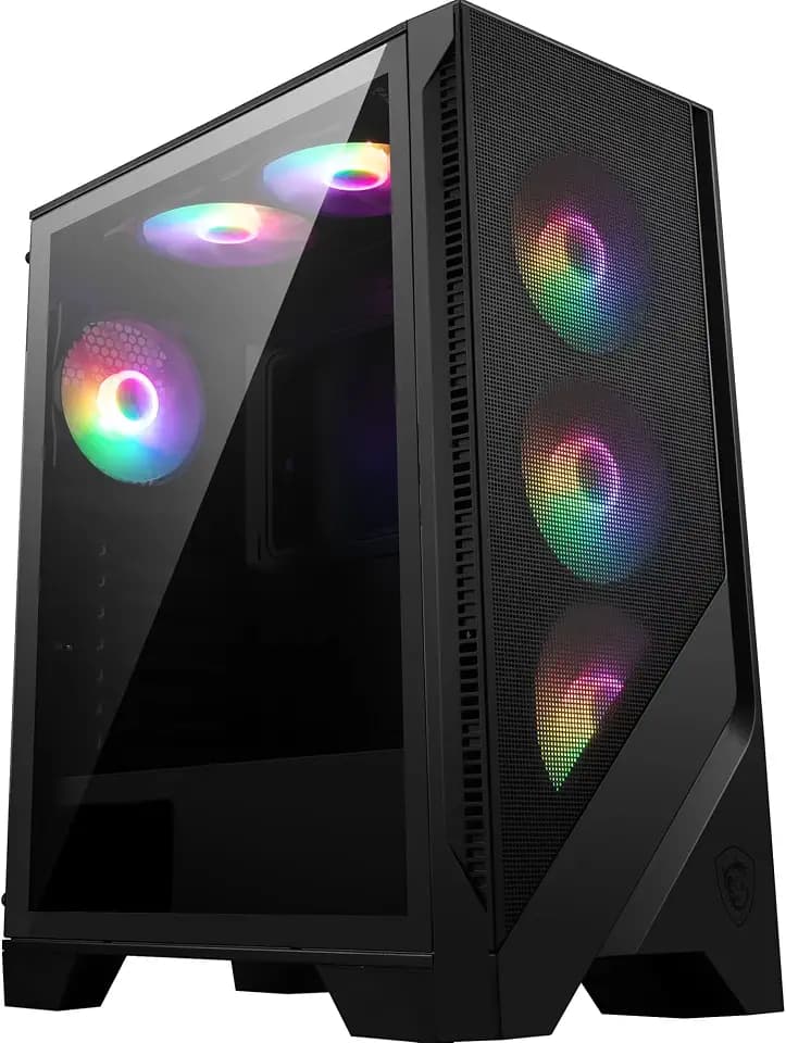 MSI MAG Forge 120A Airflow Mid-Tower PC-Gehäuse - ATX Kapazität, RTX 40 GPU Unterstützung, Auto-RGB Lüfter, magnetische Staubfilter, gehärtetes Glas, USB 3.2 Generation 1 Typ-A