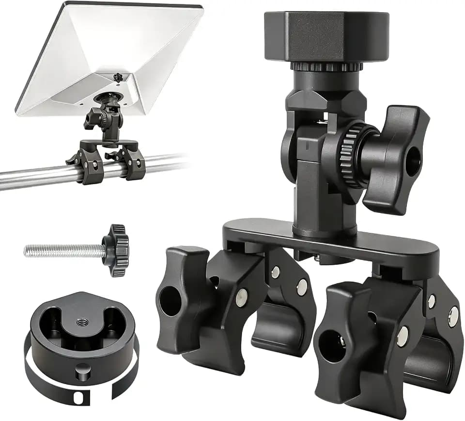 Starlink Mount for Starlink Mini, Dual-Clamp Starlink Mini Pole Mount Kit for RV Ladder & Roof Rack, Lightweight Aluminum & Nylon Starlink Mini RV Mount with 1/4"-20 for Camping Van Boat