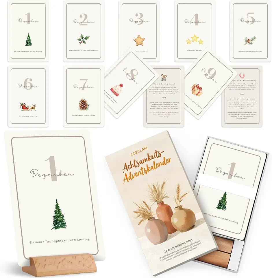 COZCLAM Achtsamkeits-Adventskalender für Erwachsene,24 Affirmationskarten,A