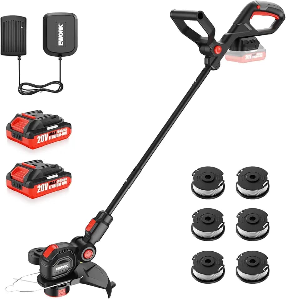 EWORK 2-in-1 Cordless Weed Wacker & Edger, 20V 12'' Electric Weed Eater
