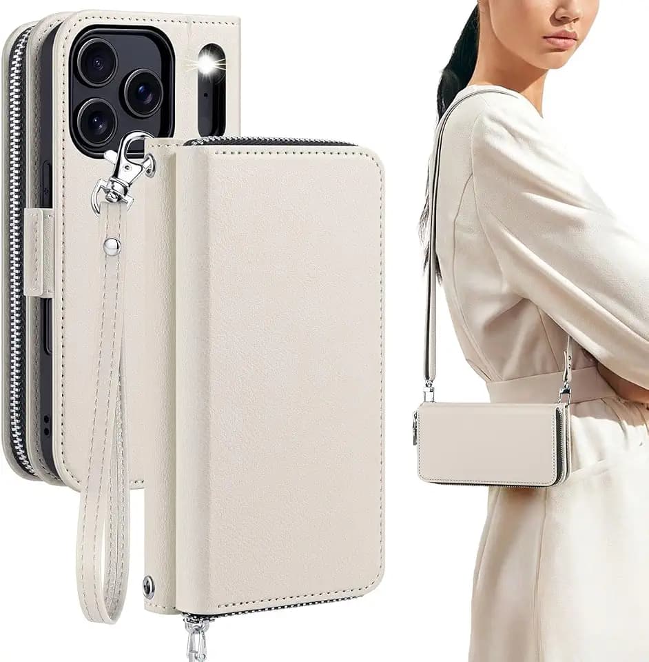 OCASE Crossbody Wallet Case for iPhone 18 Pro Max/ 17 Pro Max, Cream