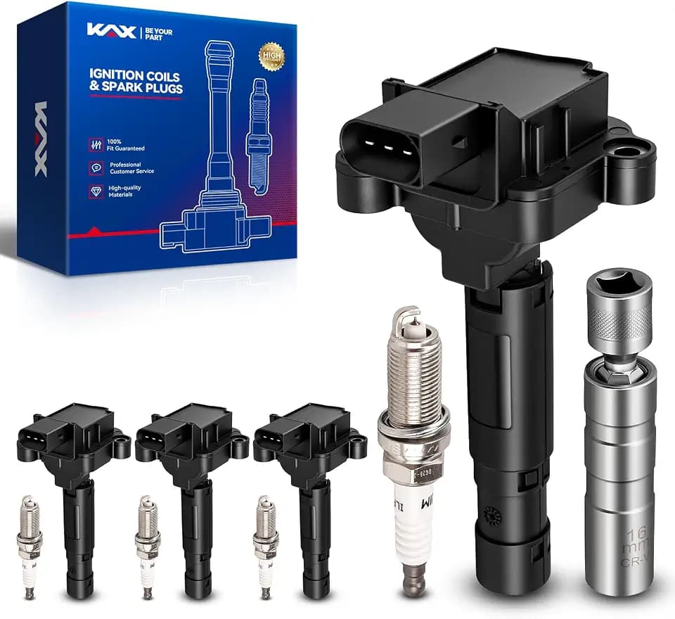 KAX 4 Ignition Coils & 4 Spark Plugs Set for Benz C230 2003-2005 UF555