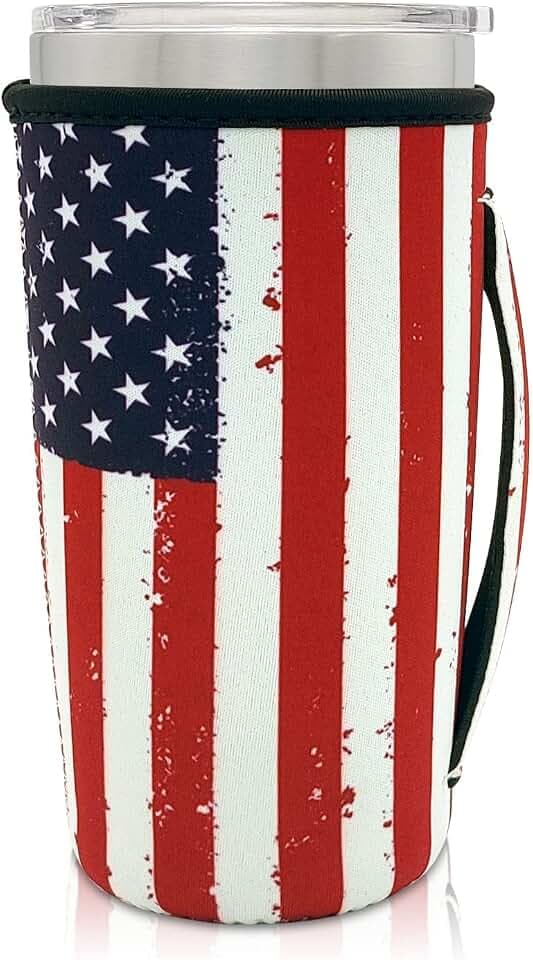 Cup Holder with Handle, 20oz-24oz Tumbler Cups, American Flag
