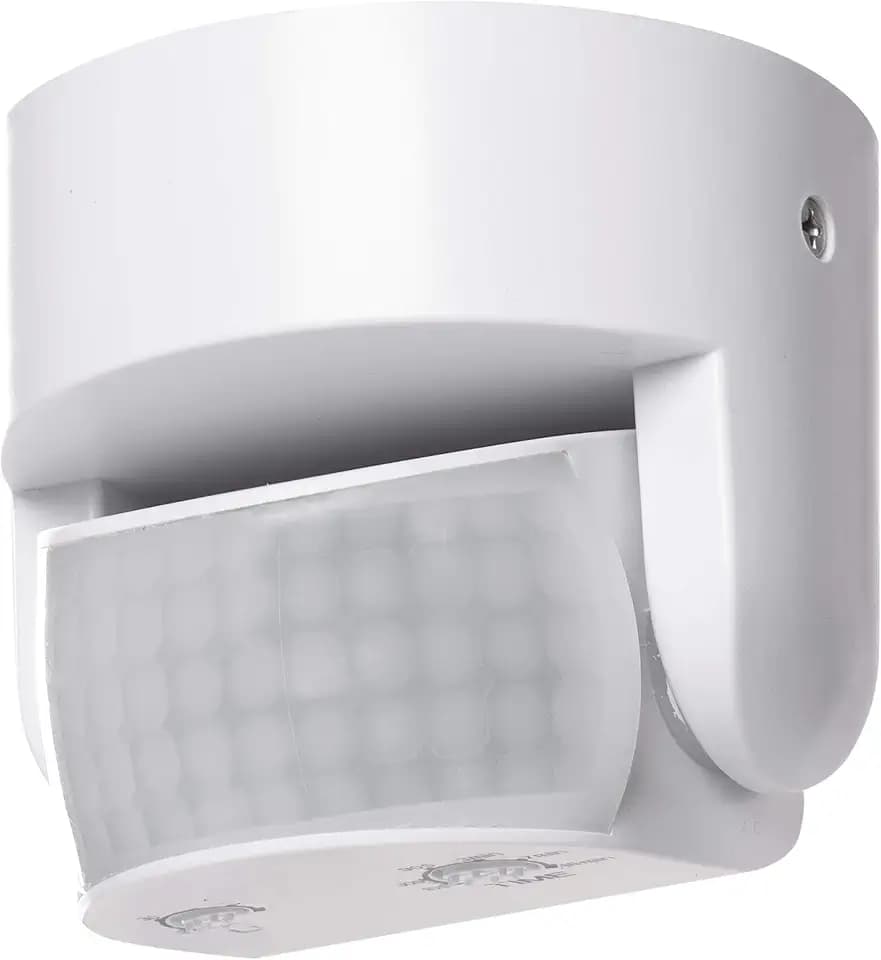 EMOS - Infrarot-Bewegungsmelder wasserdicht - Reichweite 12 m - Empfindlichkeit 3-2000 Lux - Detektionswinkel 180° - Schaltdauer 10 Sek bis 15 Min - 230 V zur Aufputzmontage - für Innen & Außen - weiß