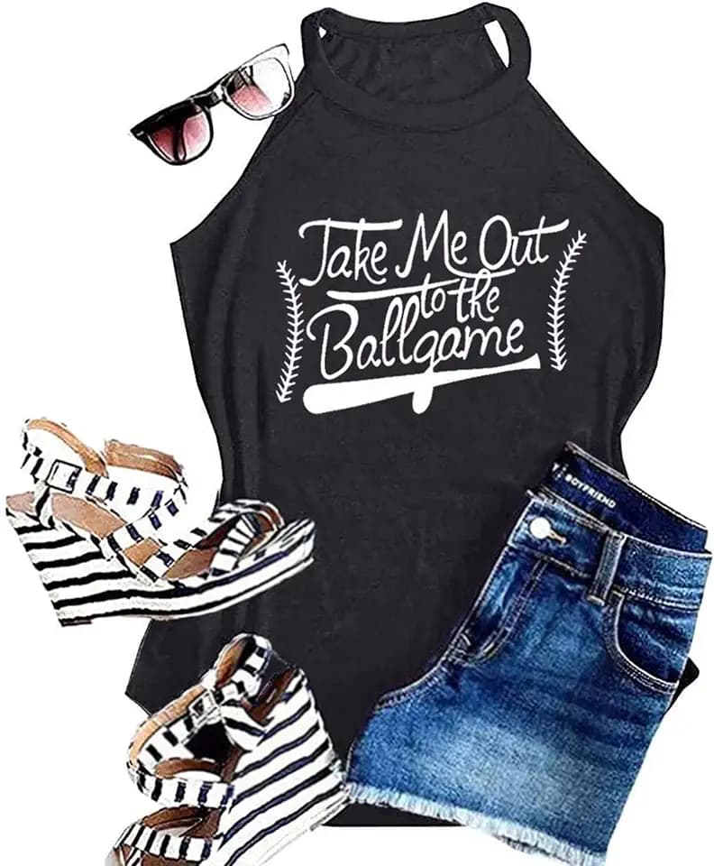 FAYALEQ Baseball Shirt for Women Swing for The Fences Racerback Tank Top