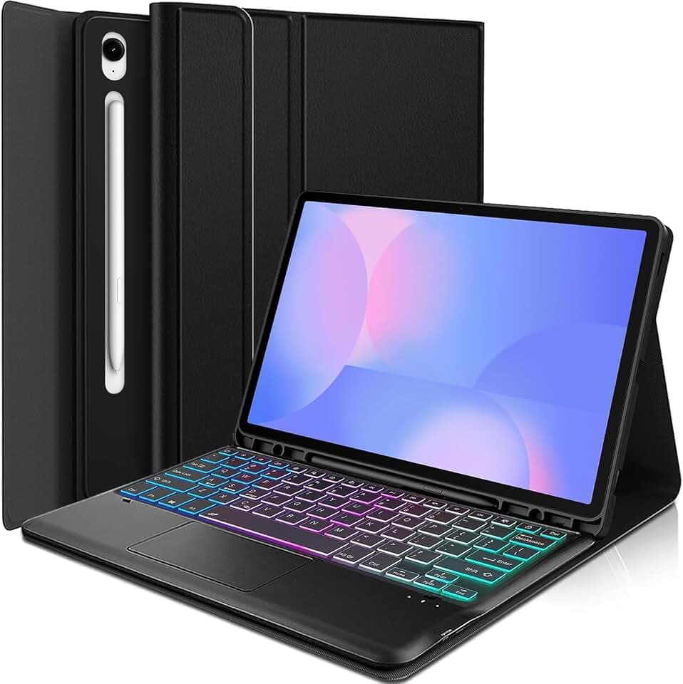 Touchpad Keyboard Case for Samsung Galaxy Tab S10 FE Plus 5G 13.1 Inch 2025, Wineecy 3-Zone Backlight Detachable Wireless Keyboard & PU Case for for 13.1" Tab S10 FE+ (SM-X620/SM-X626B) 2025 Tablet