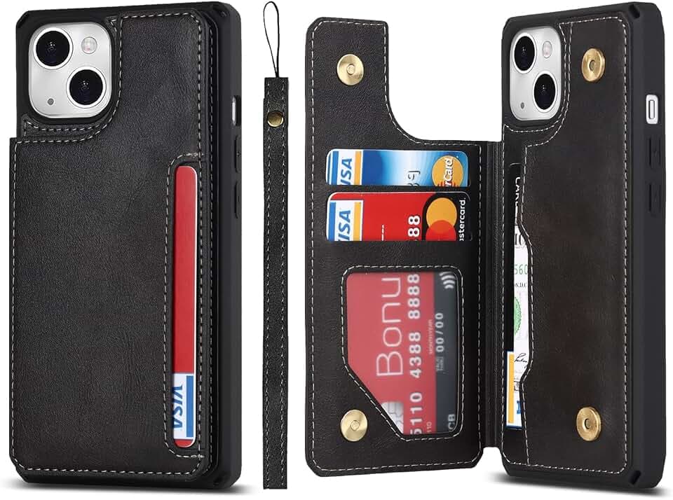 Cavor for iPhone 14 Plus Case Wallet with Card Holder, Black