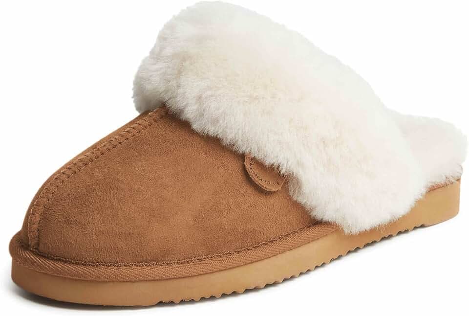 Fireside by Dearfoams Women's Sydney Shearling Slippers, Chestnut, 10