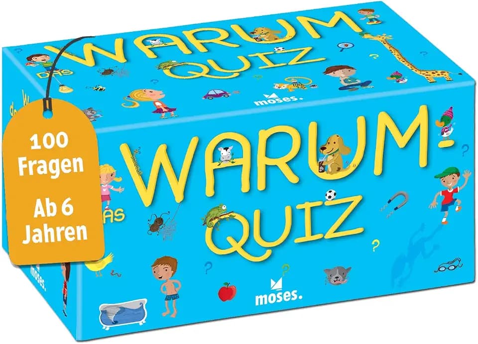 moses. Das Warum-Quiz, Kinder Wissensquiz mit 100 spannenden Warum-Fragen, Kinderquiz rund um Allgemeinwissen, Ratespiel für neugierige Kids ab 6 Jahren, White