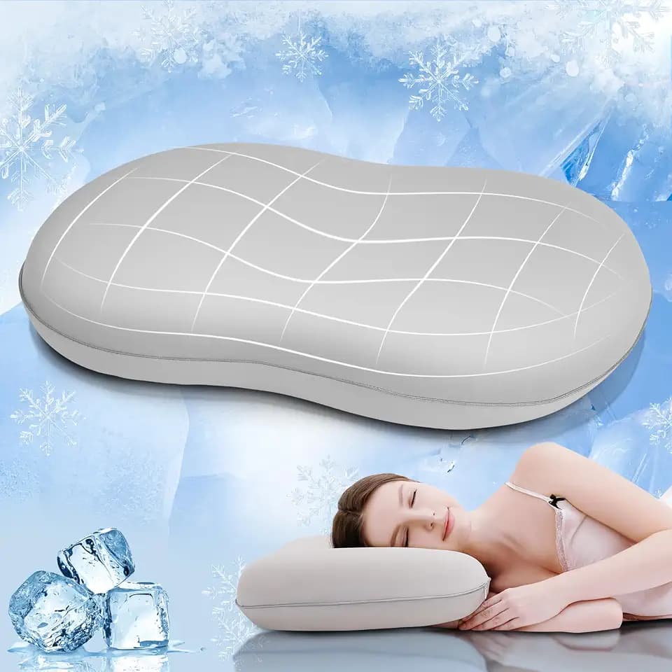 Elegear 40x60 Memory Foam Kissen, Arc-Chill 3.0 Kühlkissen zum schlafen, Nackenkissen Kopfkissen mit Atmungsaktive Superweiche Kissenhülle Grau Kissenbezüge