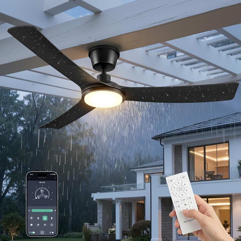 56" Outdoor Ceiling Fan with Light, IP66 Waterproof Ceiling Fans