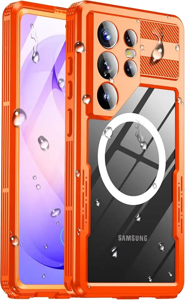 IP68 Waterproof Case for Samsung Galaxy S26 ULTRA, Magnetic, Orange