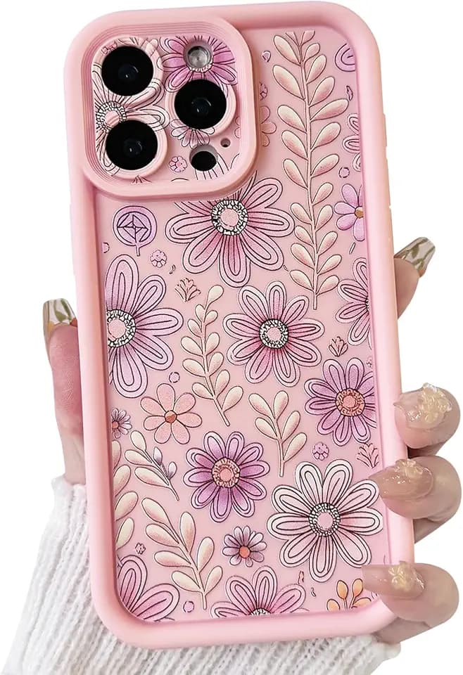 Lovmooful for iPhone 15 Pro Max Case Cute Color Flower Floral-Light Pink