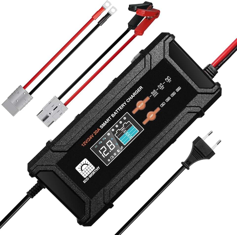 ECO-WORTHY 12V/24V 20A LiFePO4 ladegerät,Automatische Erkennung Batterie