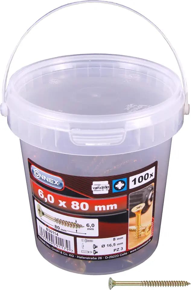 Connex Universalschrauben 6,0 x 80 mm – 100 Stück im Set – Senkkopf