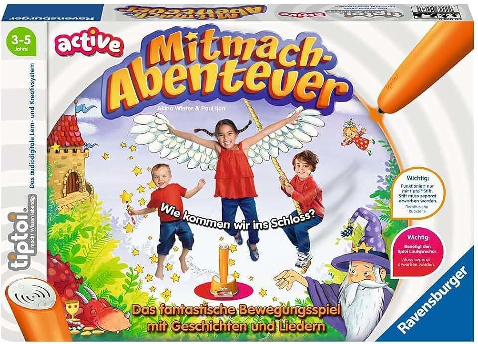 Ravensburger tiptoi Active Spiel 00076, Mitmach-Abenteuer, Bewegungsspiel ab 3 Jahren, mit Geschichten, schönen Liedern und lustigen Reimen