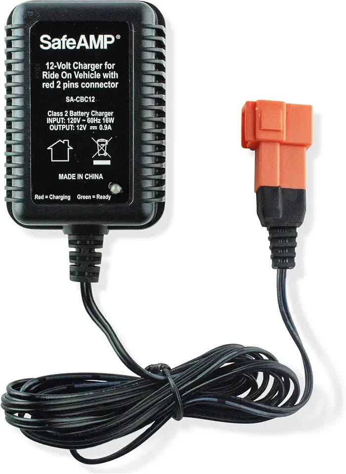 SafeAMP 12V Charger for Ride-On Vehicles, Red 2-Pin Connector