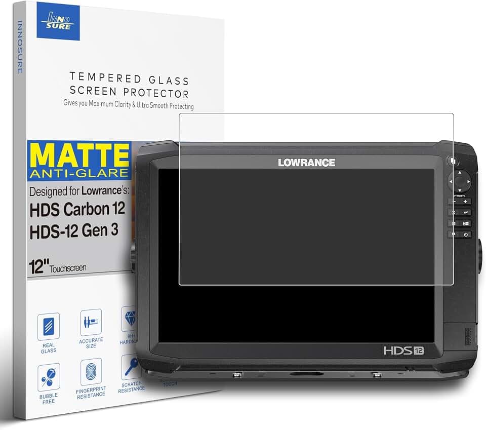 Premium Tempered Glass Screen Protector designed for Lowrance HDS Carbon 12, Lowrance HDS-12 Gen 3 Fishfinder 12-Inch Touchscreen Anti Scratch/Glare (Matte)