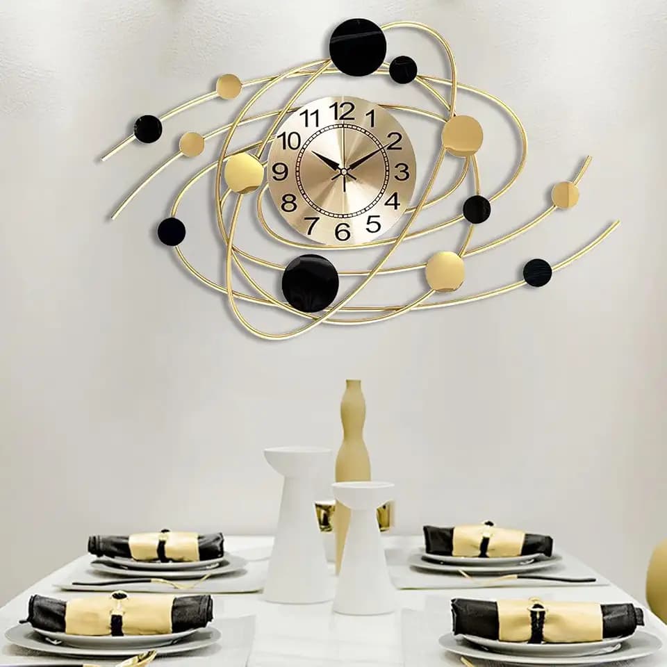 Große Wanduhren für Wohnzimmer, leise, nicht tickend, batteriebetrieben, modern, rund, übergroß, dekorative Wanduhr für Küche, Schlafzimmer, Bauernhaus, Büro, Zuhause, Wanddekoration, 72 x 45 cm (Gold