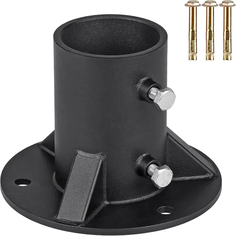 Insaga Chain Link Fence Post Floor Flange 2 1/2", Heavy Duty Round Fence Post Base, Metal Fence Post Flange, Mailbox Brackets for Round Metal Post fit OD 2-3/8'' Pipe/Post