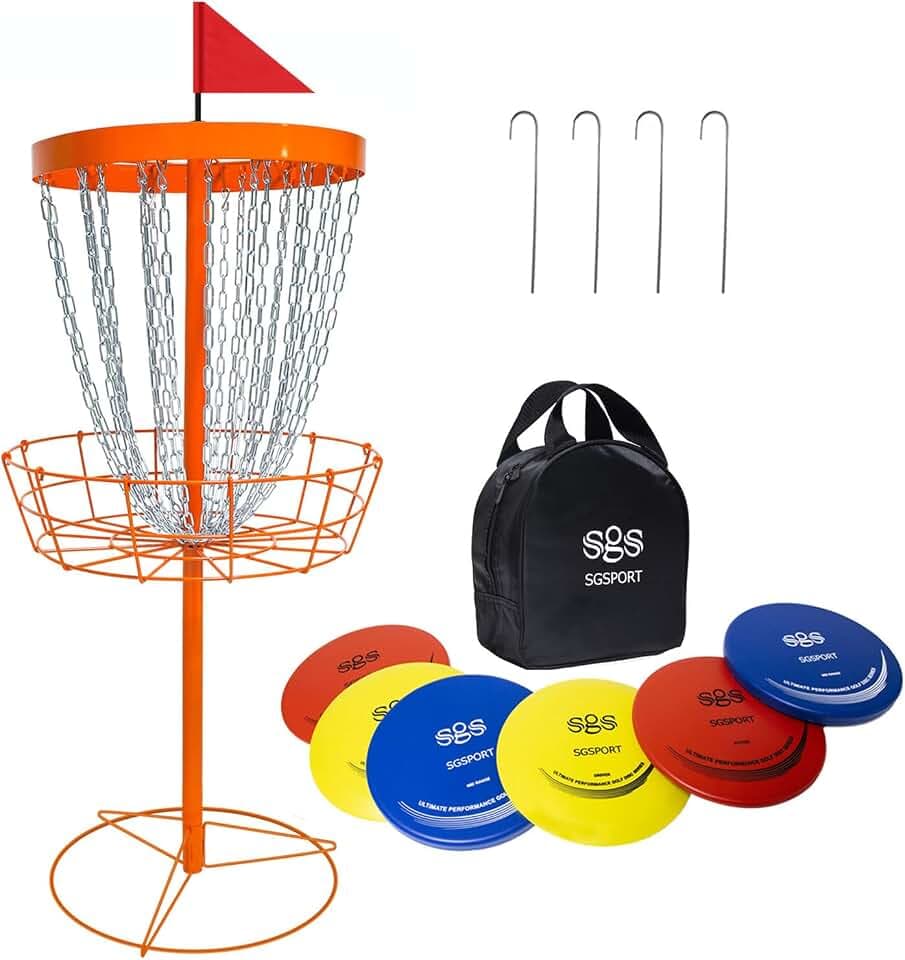 TARUMG 24-Chains Disc Golf Basket with Handbag&Discs,Multi-Colors Choices