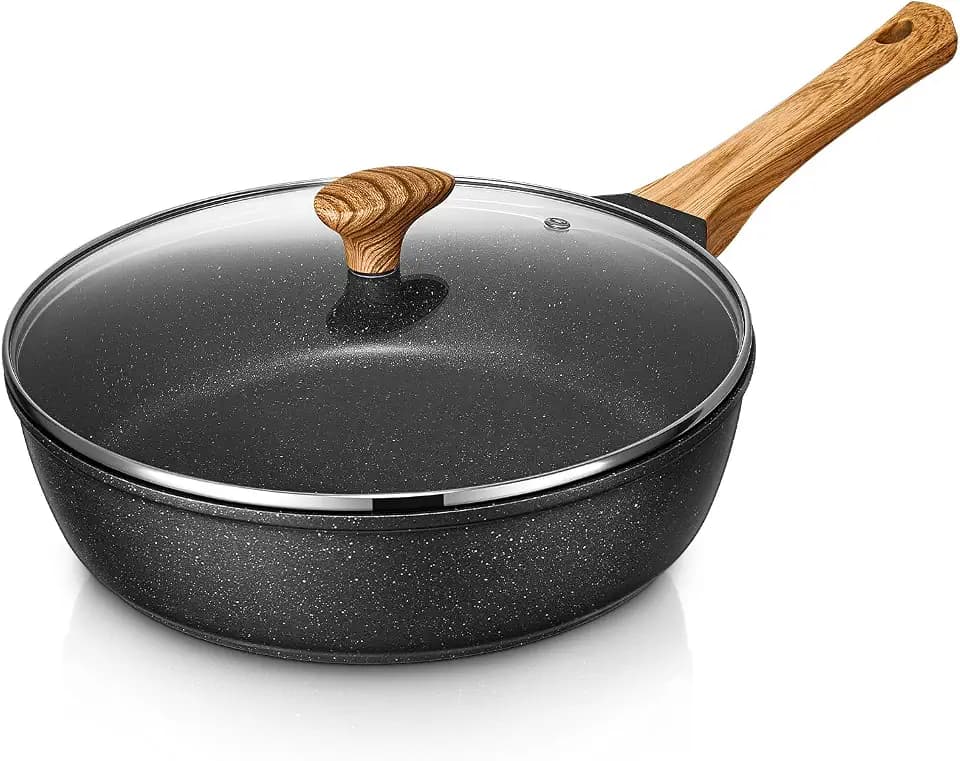 D.Perlla Bratpfanne Induktion mit Glasdeckel Ø28 cm, für alle Herdarten