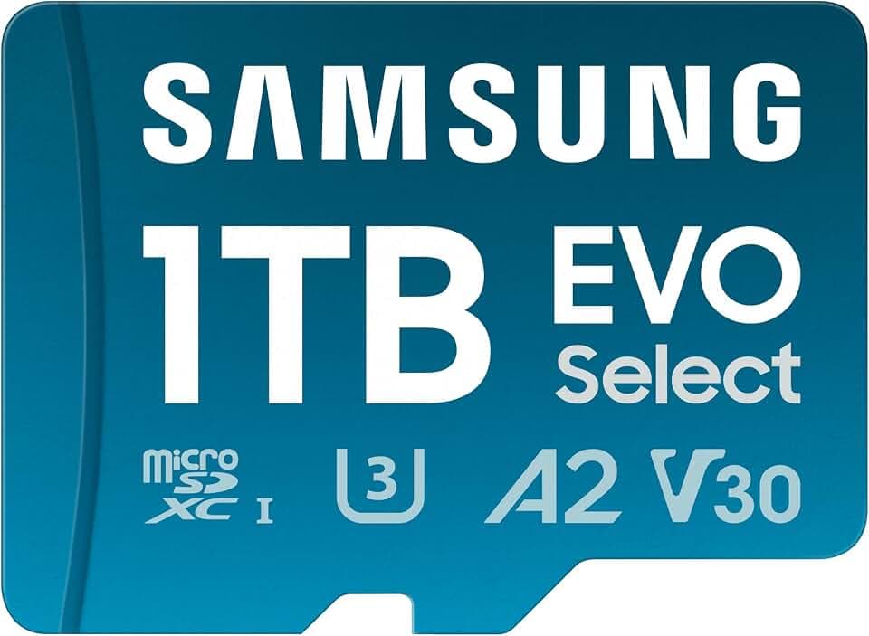 Samsung EVO Select (2024) microSD-Karte + SD-Adapter, 1 TB, UHS-I U3, 4K UHD, Full HD, 160 MB/s Lesen, Speicherkarte für Smartphones, Tablets und Laptops, MB-ME1T0SA/EU