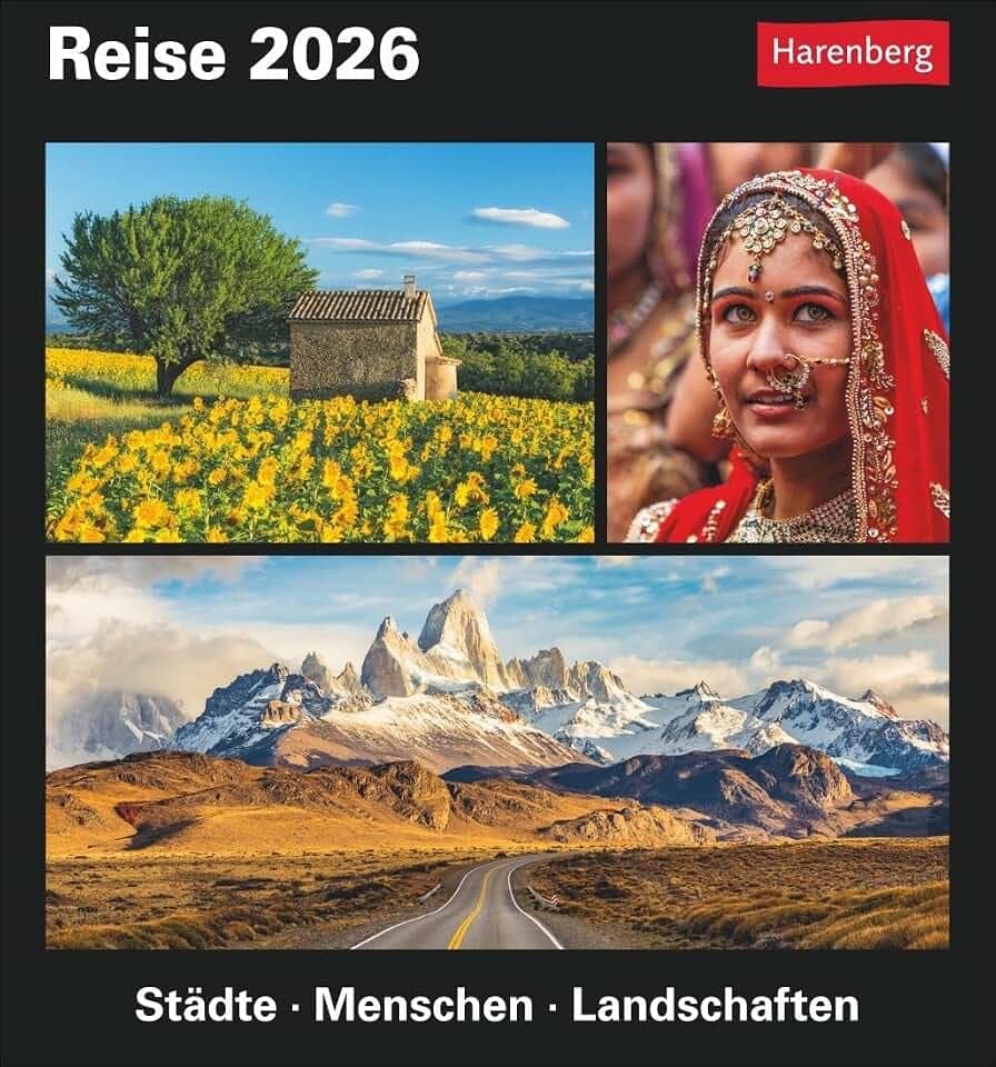 Reise Tagesabreißkalender 2026 - Kulturkalender - Städte, Menschen, Landschaften: Kalender für jeden Tag mit faszinierenden Bildern fremder Kulturen, ... Orten aus aller Welt. Tischkalender 2026