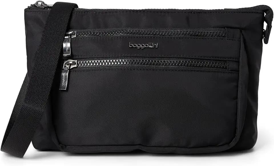 Baggallini Pocket Belt Bag and Crossbody Bag for Women, 11"x6.5" Convertible Crossbody & Fanny Pack w/Replacable Straps