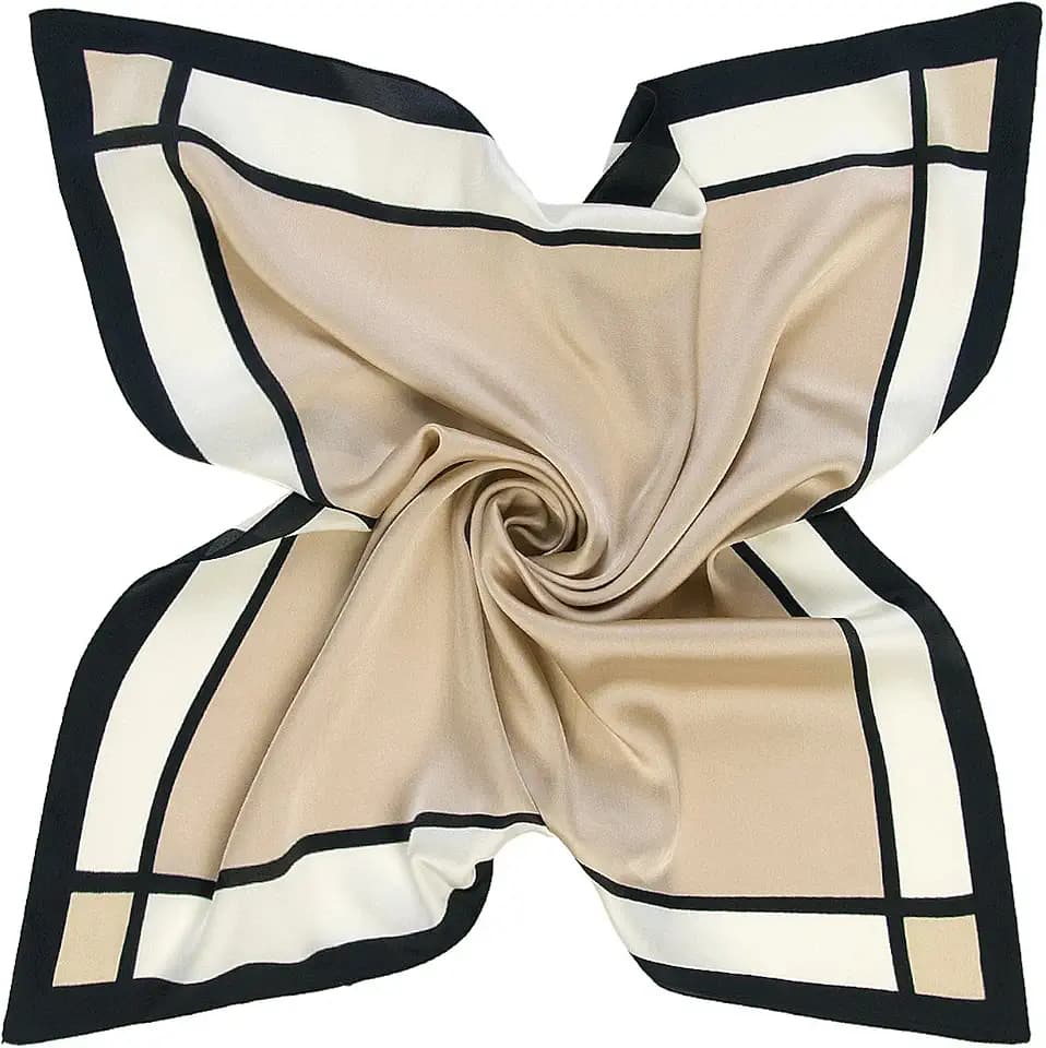 CHIC DIARY 60 * 60cm Seidentuch Damen Elegant Schal Quadratisches Halstuch Seidenschal Karoschal Scarf Dekorative Accessories