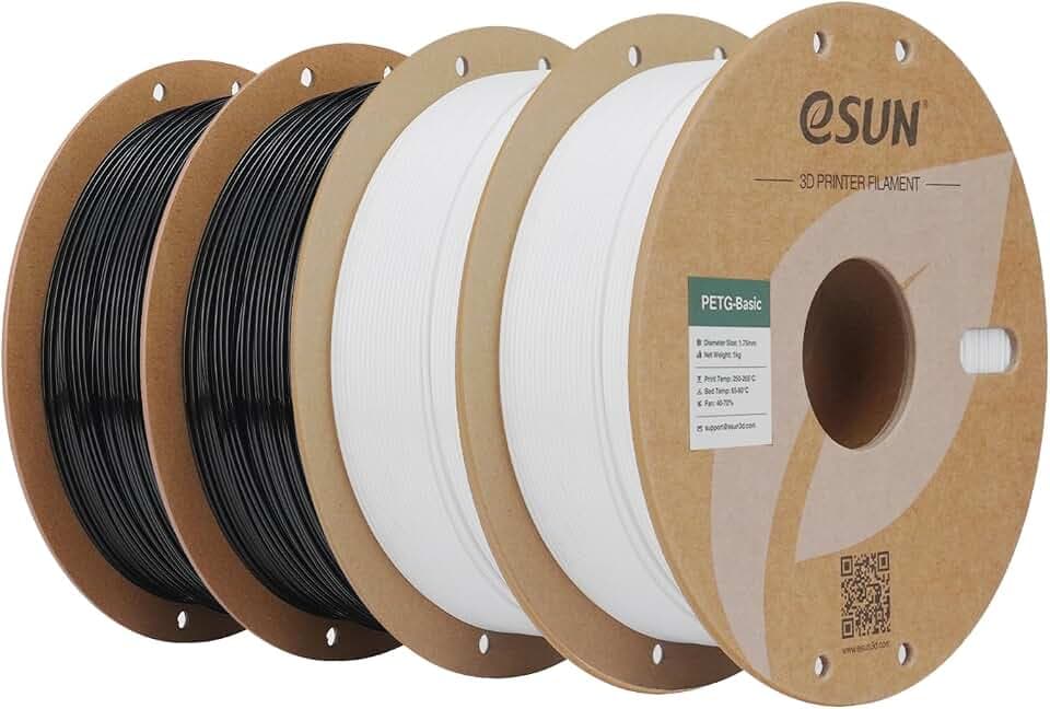 eSUN Hohe Zähigkeit PETG Basic 1.75mm Filament, Schwarz-2KG+Weiß-2KG